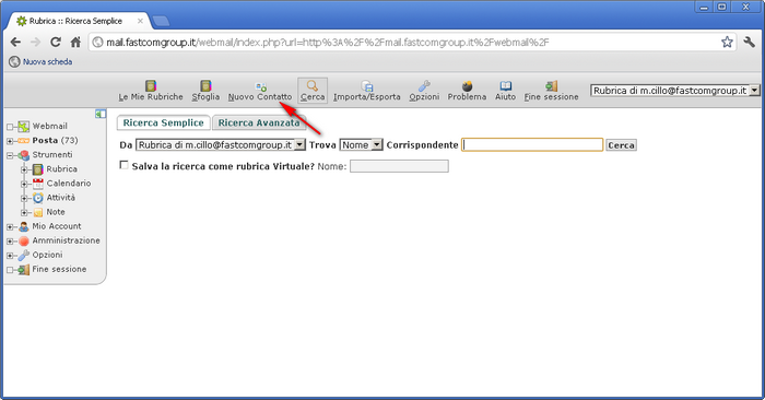 Webmail - Aggiunta nuovo contatto